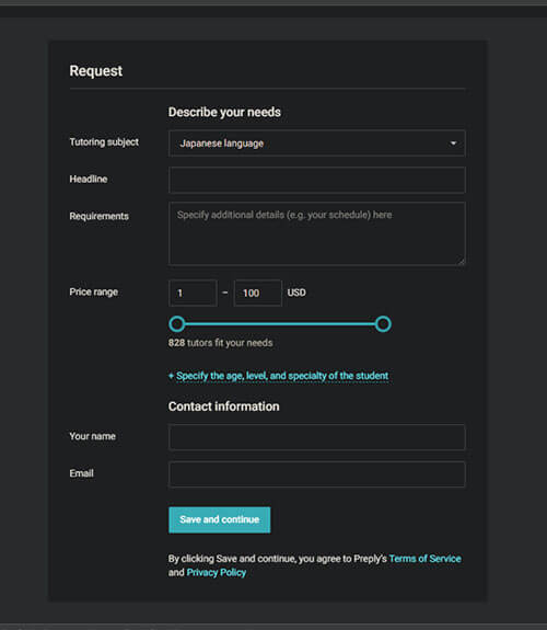 Preply Tutor Request Form